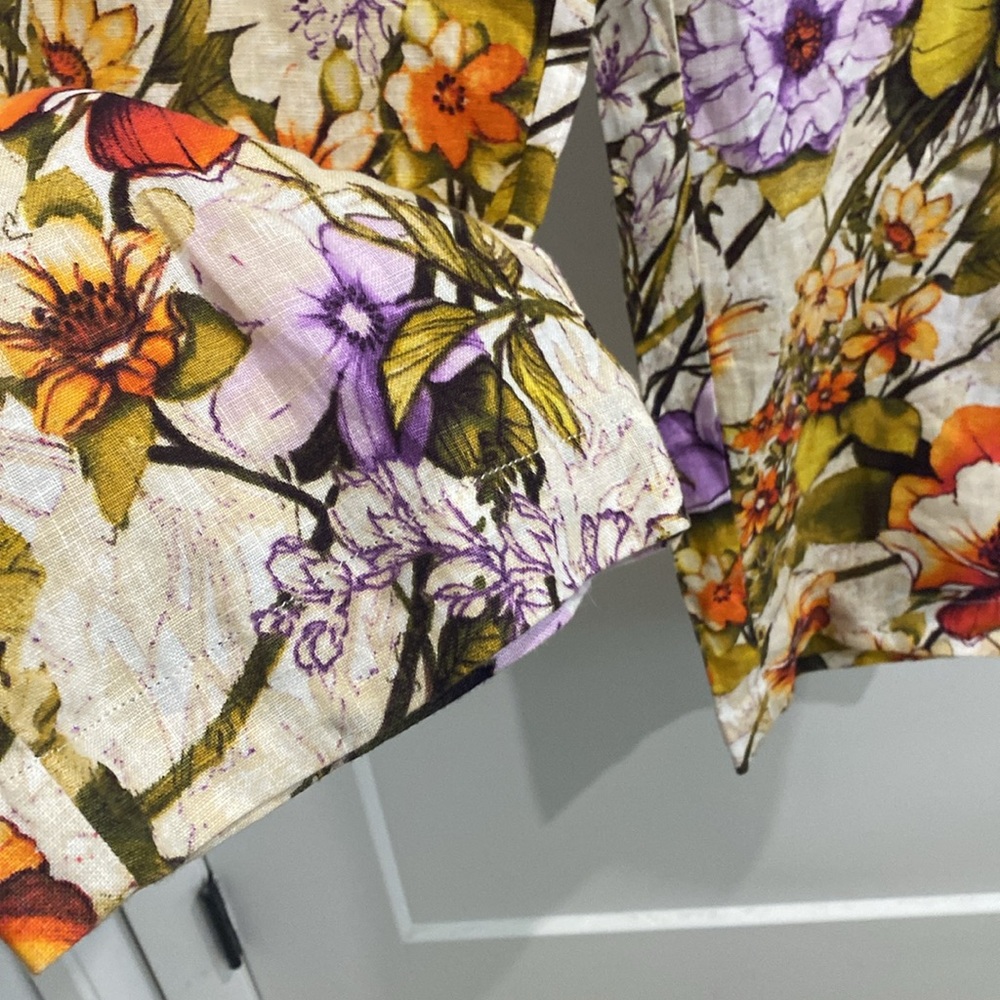 NWT Chico’s 💯% Linen Floral-Print Straight-Leg Pants | Size 10 - Picture 3 of 11